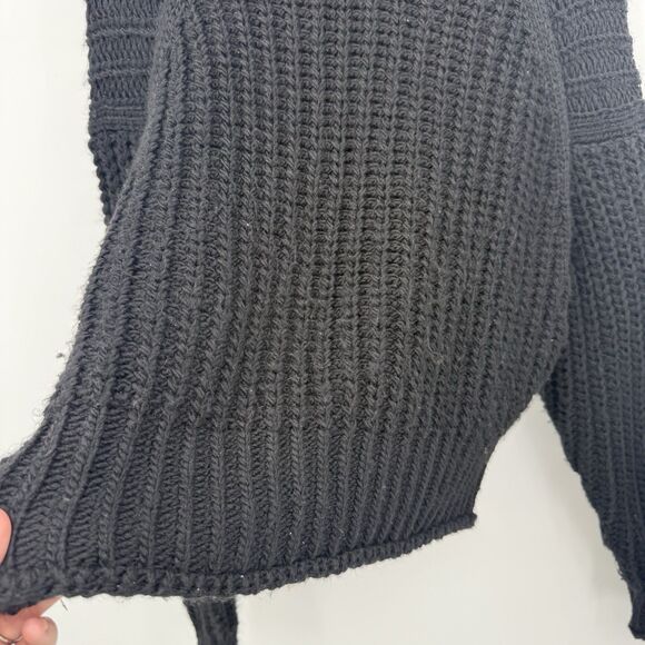 Express Black Chunky Knit Mock Neck Sweater Oversized Size Small Polyester - Picture 5 of 13